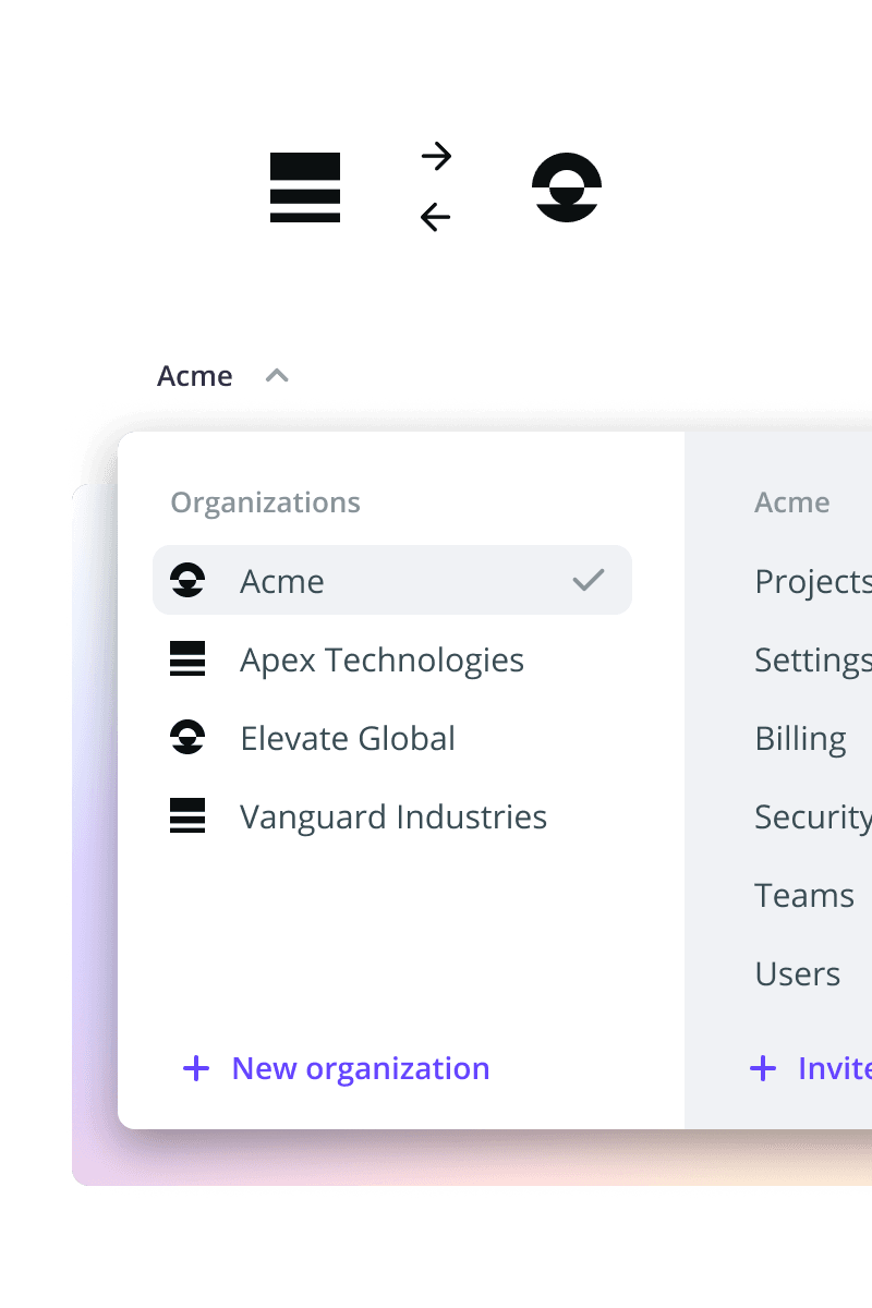 Navigate across organizations
