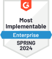 G2 Award - Most Implementable - Enterprise - Spring 2024