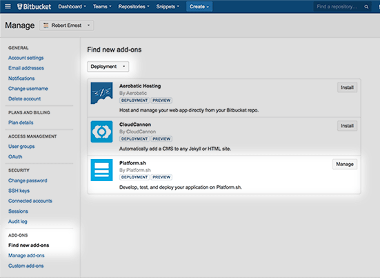 Screenshot Bitbucket